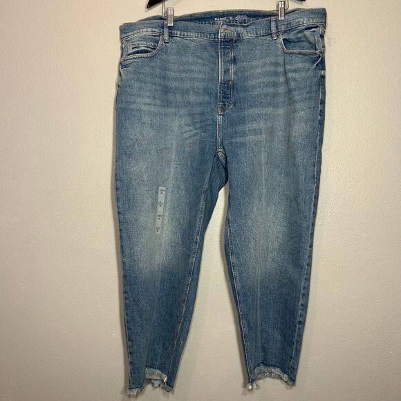 Old Navy Extra High Rise Sky-Hi Straight Secret Slim Pockets Distressed Jeans 24 - Picture 1 of 5